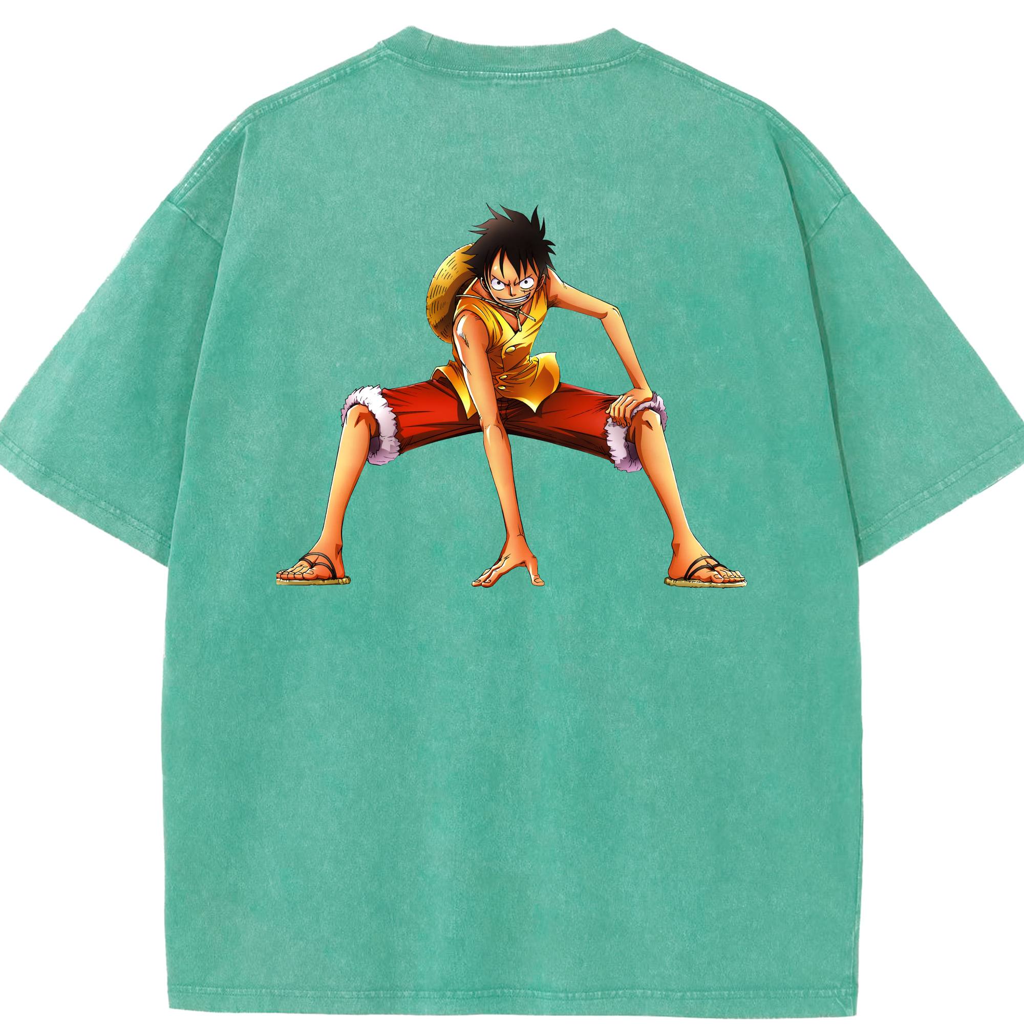 ワンピース モンキー・D・ルフィ ONE PIECE Monkey D. Luffy 綿100% ヴィンテージ風 半袖Tシャツ（背面プリント）